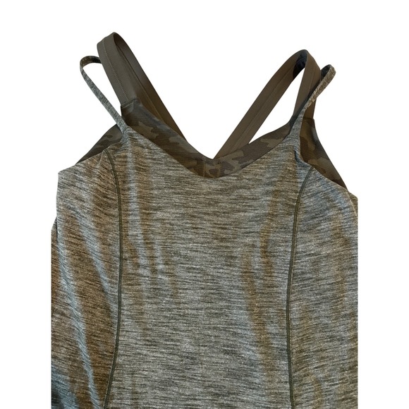 Lululemon Run for Gold Heathered Gator Green Cross Straps Built in Bra Size 8 - Picture 5 of 9